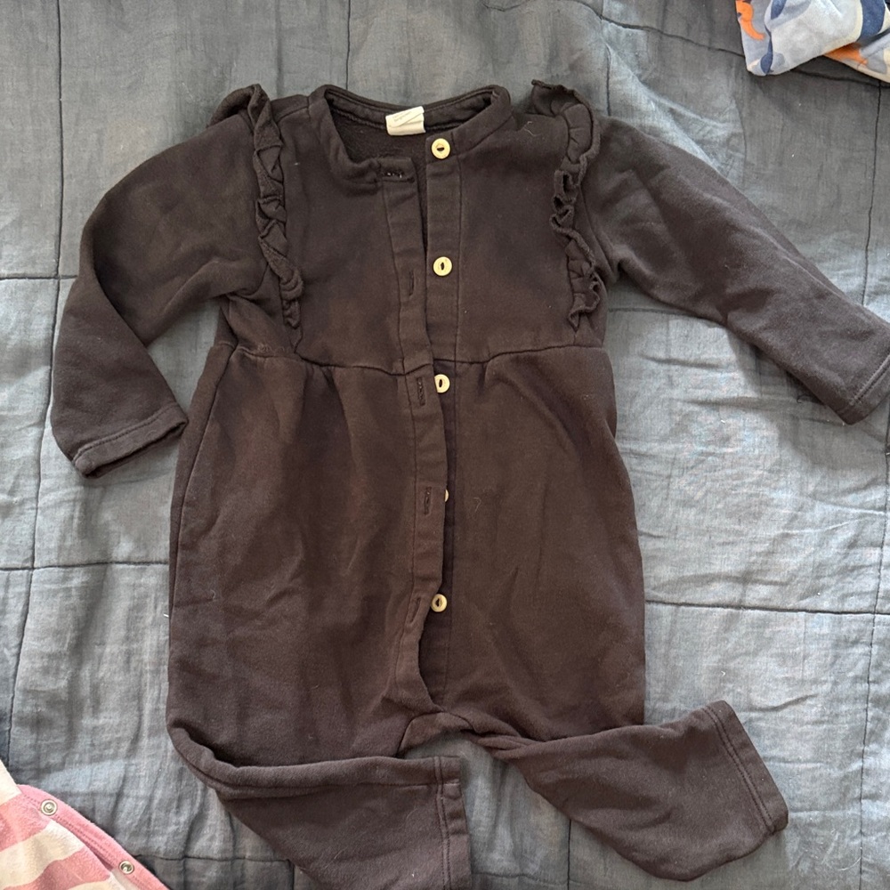 H&M Dark Brown Baby Jumpsuit with Ruffles